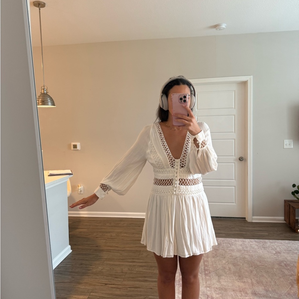 Free People White Long Sleeve Dress